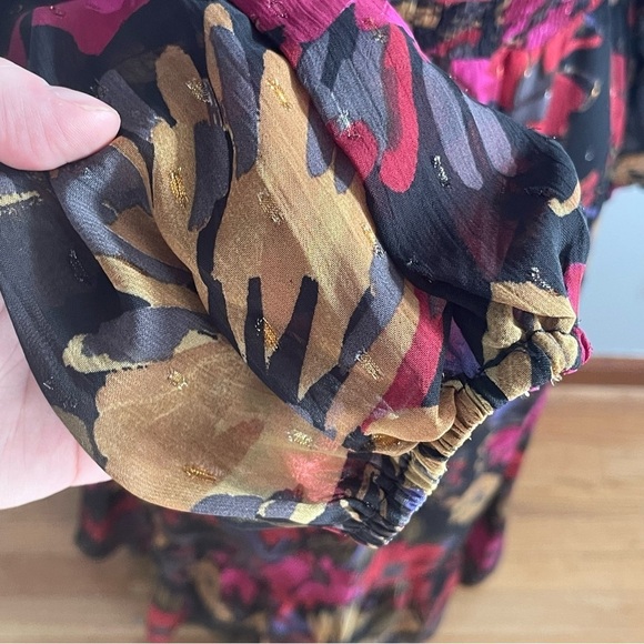 Sadie + Sage Among the Stars Surplice Maxi Dress -Black Multi Floral- Size Small - Picture 7 of 11